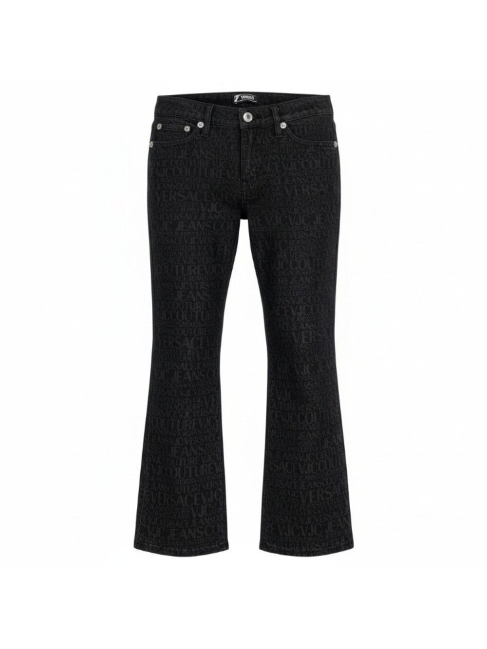 Versace Id9 All Logo Print Denim Pants Jeans 28 Black